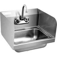 Rust Steel Sink with Faucet and Splash Guard, Commercial Wall Mounted Home Kitchen Sink 17 x 15 Inches 1