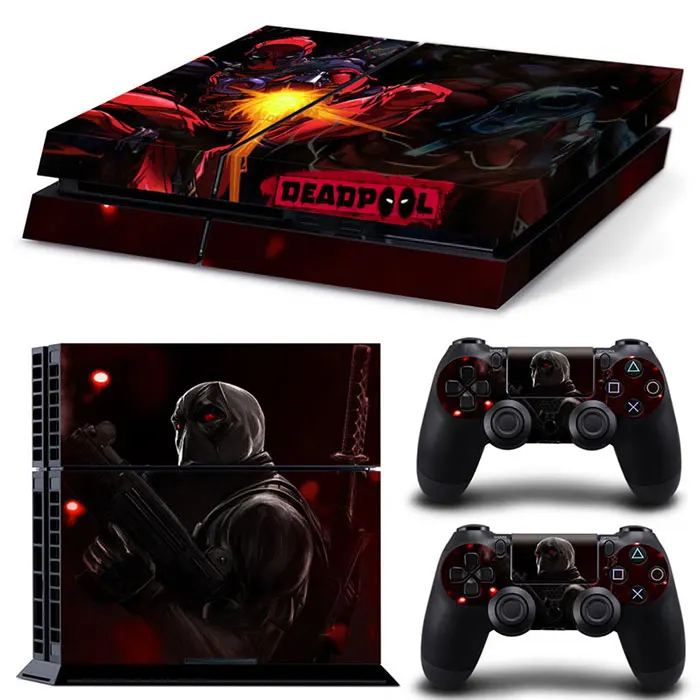 Marvel Deadpool Vinyl Skin Sticker for PS4 Slim Console and 2 Controllers Decal Cover Game Accessories 