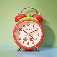 Strawberry Small Alarm Clock Loudly Bell Snooze Cartoon Children  Luminous Simplicity Mute Bedside 1
