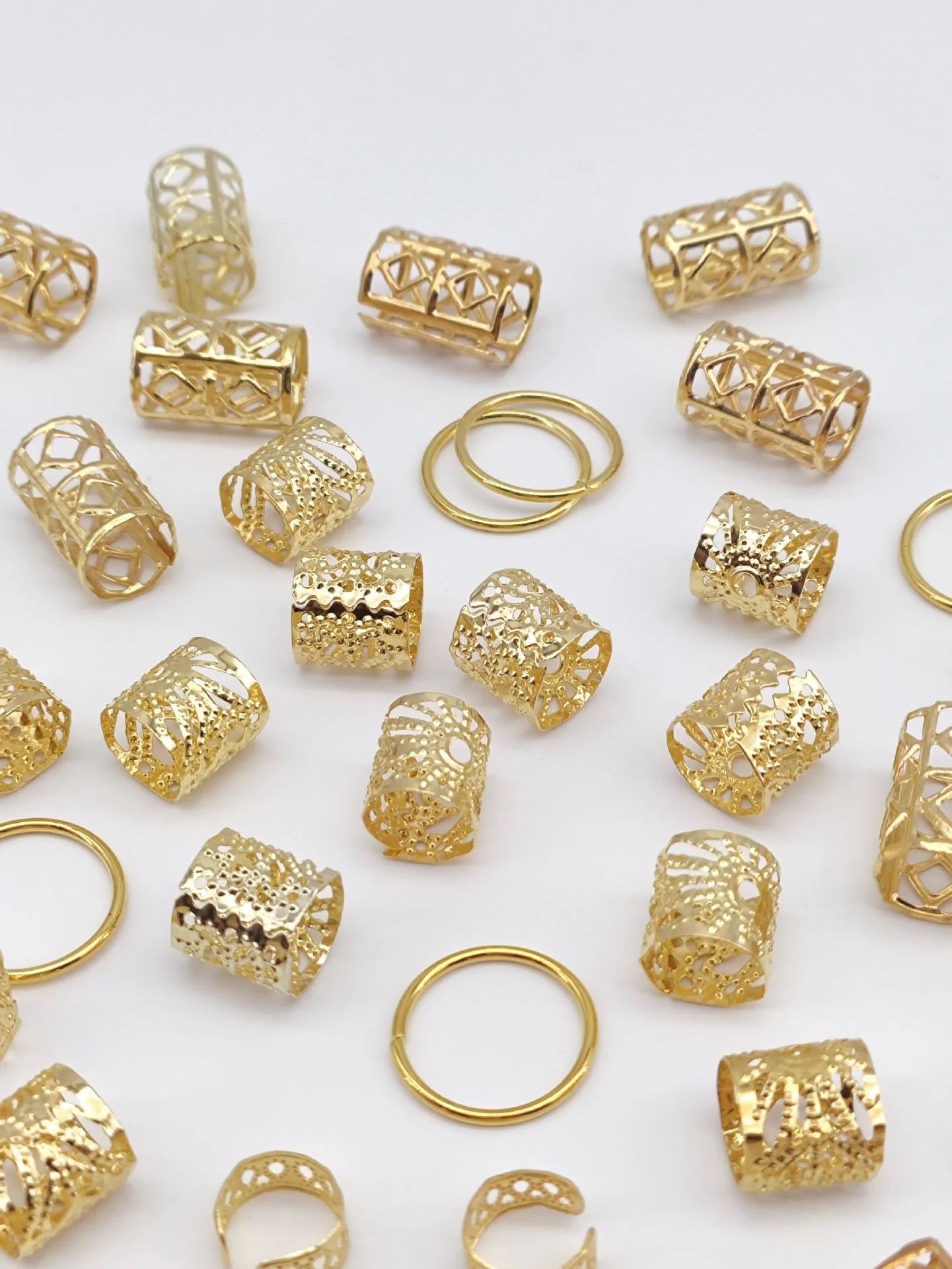 머리 띠에 대 한 황금 머리 반지 80 개/갑 머리 구슬 머리 띠 머리 반지 히피 스타일 헤어 액세서리 머리 띠에 대 한 Loc 헤어 쥬얼리