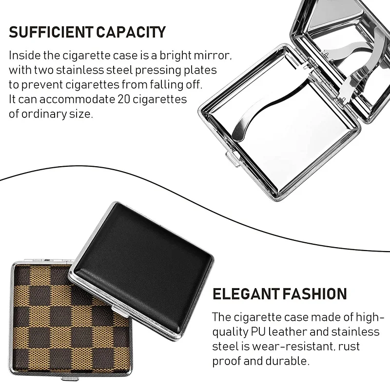 Cigarette Case Stylish, Metal with Leather Surface, 20 Capacity, Cigarette  Box for Men and Women Ideal Gift for Smoker 85mm - AliExpress