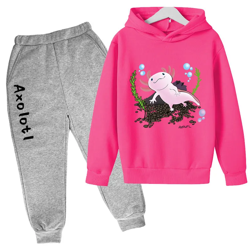 Printing Axolotl Hoodie Sets children Clothing Suit baby boys girls Top +pants 2p Fall little girl Wear Kids Sweatshirts Gift baby Children Clothing Sets Clothing Sets