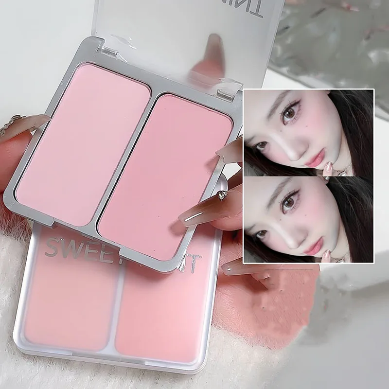 Two-tone Blush Powder Palette Natural Matte Brighten Skin Blusher Milk Peach Pink Purple Apricot Rubor Rouge Korean Dupes Makeup 4
