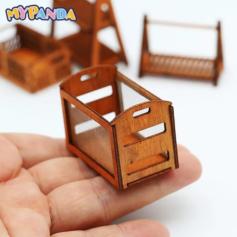 

1pc 1/12 Dollhouse Hollow Mesh Storage Box Miniature Storage Basket Model Dolls House Accessories Pretend Toys