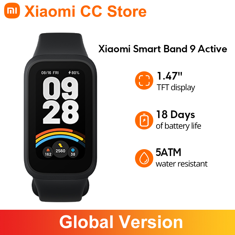 Global Version Xiaomi Smart Band 9 Active 1.47'' Display 18 Days Life Modes 5ATM All-day Health And Fitness Monitoring