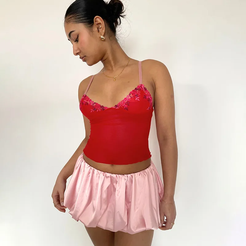 Folds Skirt Mini Skirt Women's Solid Elastic Waist Fashion Patchwork Ball Gown Summer New Mini Skirt Female