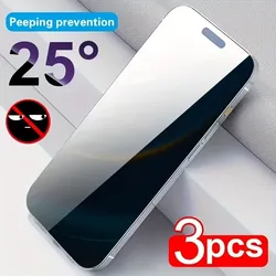 3 - Pack Anti - Spy Privacy Screen Protector - Premium Full Coverage Tempered Glass - 3Pcs (For iPhone 12 mini)