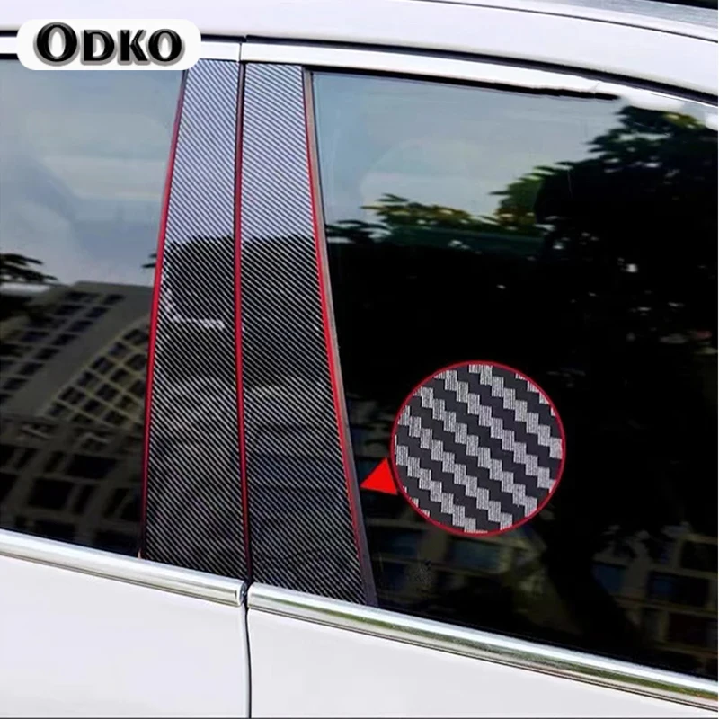 Glossy Black Car Door Window Center B C Pillars Post Middle Column Cover Trim Mirror Effect Sticker For Honda Civic FD 2006-2011
