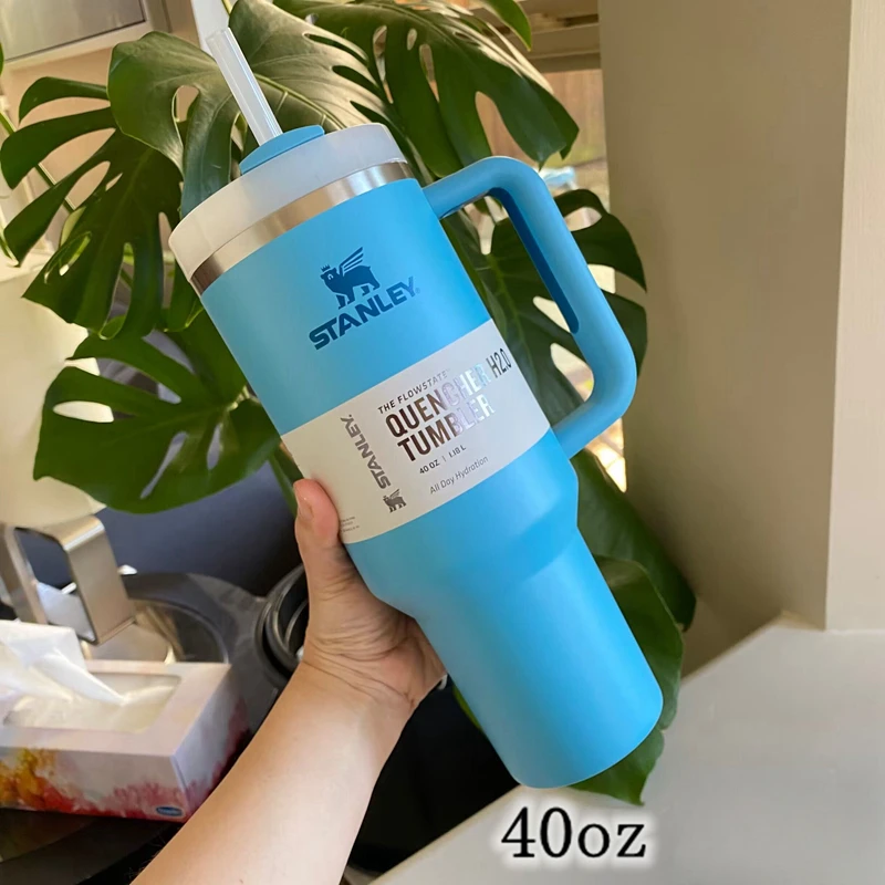 

Original Fashion Stanley 40oz/1.1L Tumbler With Handle With Straw Stainless Steel Coffee Tumbler Cup Car Mugs