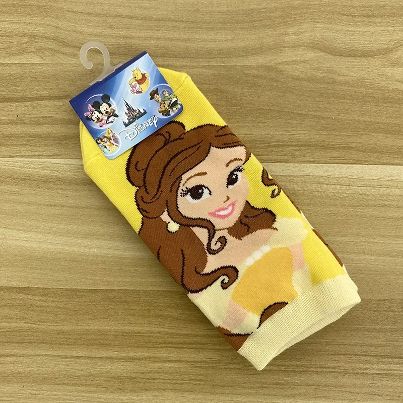 Disney cute children's princess socks mermaid princess anna snow white cute cotton non-slip shoes cartoon socks new