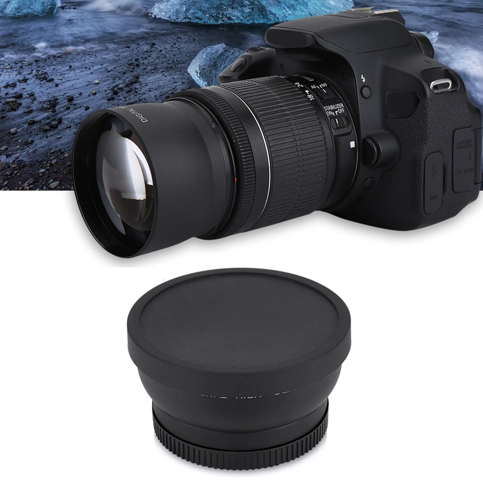 Wide Angle Conversion Lens 52mm 0.45X Wide Angle Universal Conversion Macro Lens for DSLRS and Digital Cameras