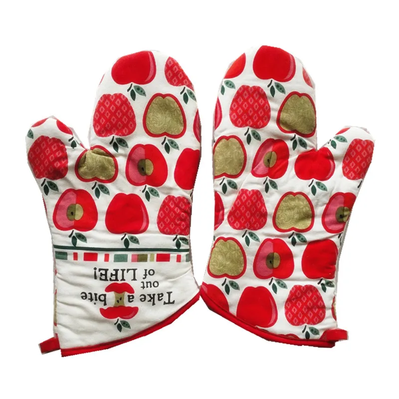 1Pc 18x33cm Cotton Christmas Printed Kitchen Baking Oven Mitt Microwave Insulation Glove Pad Xmas Party Gift