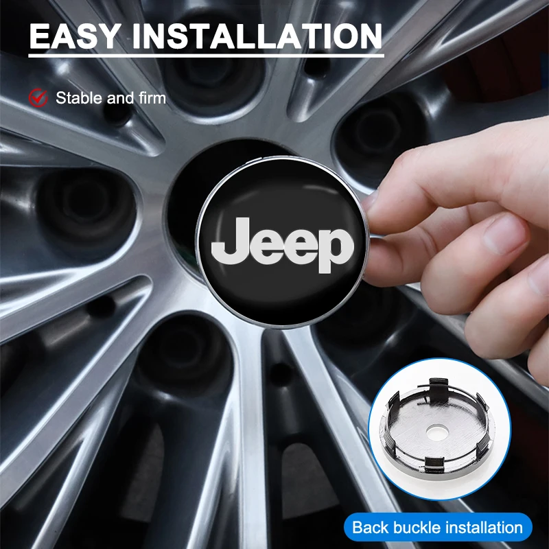 56/60mm Car Wheel Center Hub Caps Sticker Emblem For Jeep Gladiator Grand Cherokee Compass Accessory Renegade Wrangler JL JK