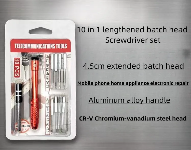 

10 in 1 mobile phone digital glasses multi-function disassembly hardware tool set aluminum alloy screw bit set