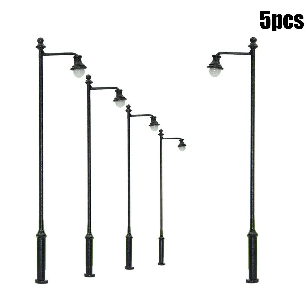 5pcs Model Railway 1:87 Lamp Post Street Lights HO OO Scale LEDs 3.54in Yard Garden Decorative Micro Landscape Decoration Lamp 6
