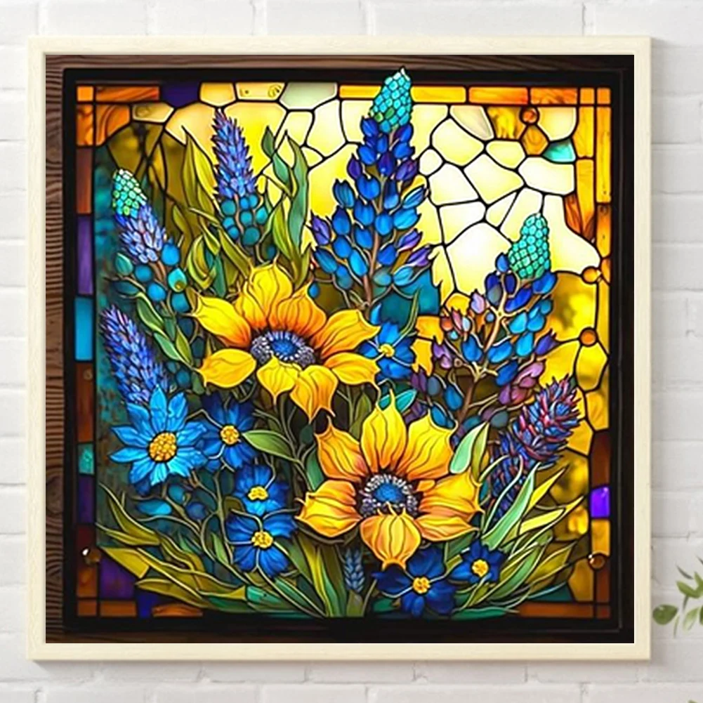 5D Diy Diamond Painting New Stained Glass Art Sunflower Mosaic Embroidery Full Rhinestone Set Home Decor Gifts 45x45cm