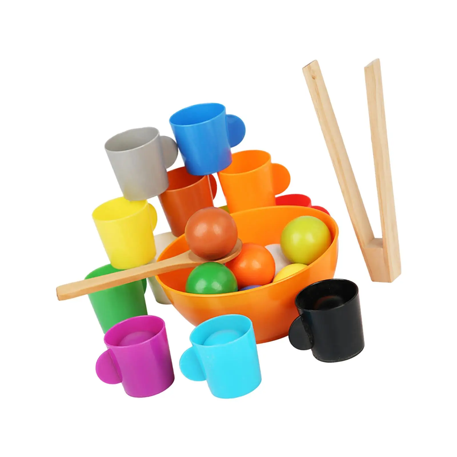 

Children Rainbow Balls in Cups Montessori Toy Kids Preschool Learning Toy Valentines Day Gifts for Kids Wooden Sorter Game
