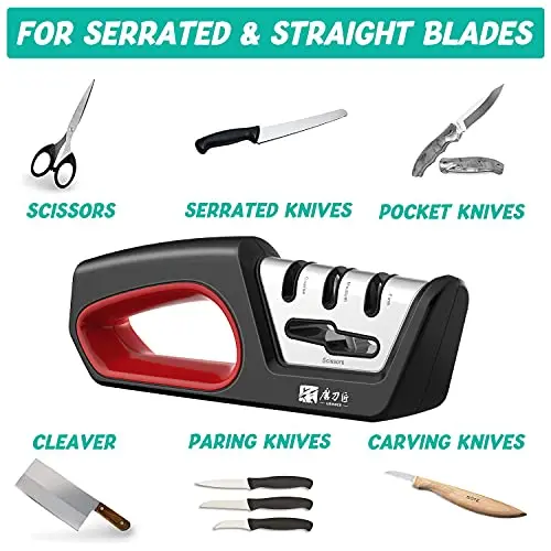 Four in one kitchen sharpener restores serrated blade knives and scissors, diamond tungsten steel ceramics 8