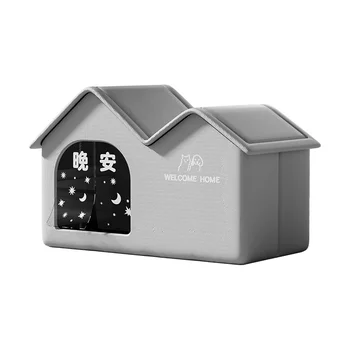 Windproof Waterproof Cat House for Stray Cats with Fleece Lining Portable Winter Shelter Easy Setup 2