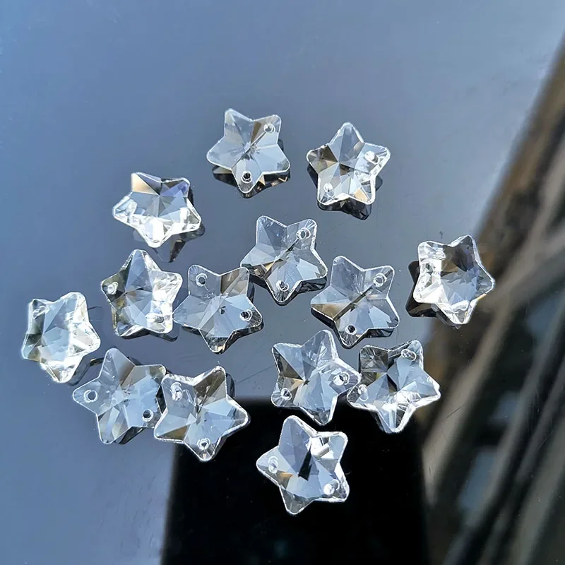 14mm Crystal Star Beads 2 Holes Glass Suncatcher Accessories Chandelier Prisms Part Wedding Home Decoration DIY Jewelry Making crystal beads,crystal sun catcher