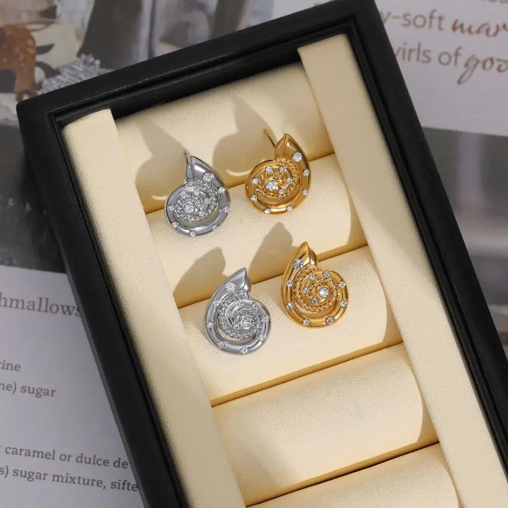 Elegant Conch Shells Seashell Ear Studs Unique Marine Inspired Spiral Earrings Hypoallergenic Lightweight Summer Beach Jewelry