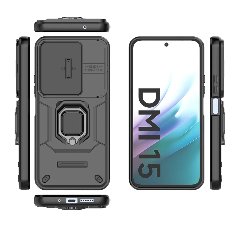 Luxury Ring + Movable Window Back Cover Armor Phone Case