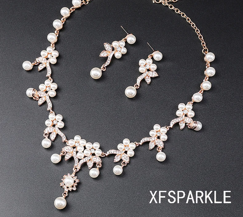

2024 New pearl necklace set ethnic style vintage accessories collarbone chain bridal dress