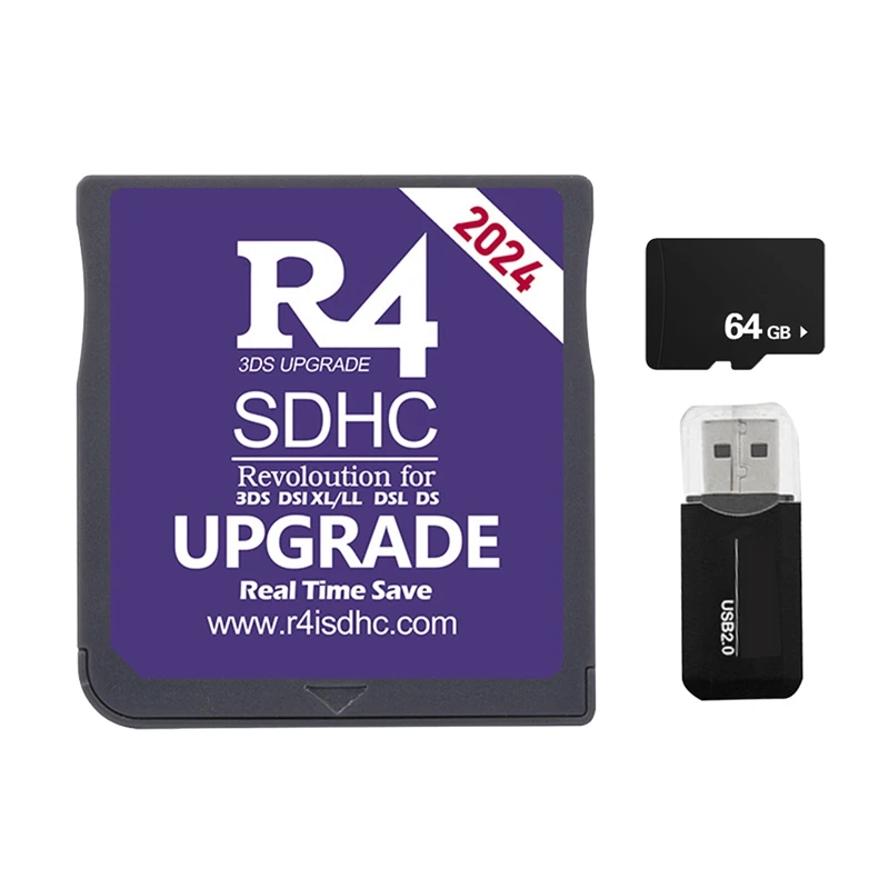 2024 R4 Card R4 Sdhc Adapter Flash Card 64G 6000-In-1 Per Scheda Di Gioco Con Memoria Digitale Sicura 3Ds Dsl Xl/Ll