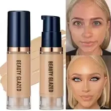 BEAUTY GLAZED Fond de teint liquide 6 couleurs, couverture complète, longue durée, imperméable, effet naturel, hydratant 1