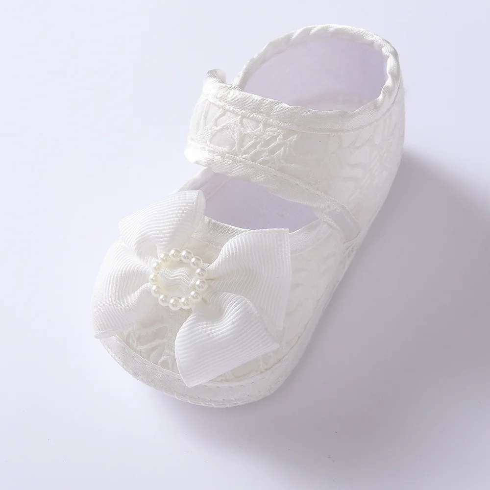 White Lace First Walker Baby Girls Little Princess Dress Shoes Flower Bow Toddlers Shoes Soft Sole Baby Shoes Infant Prewalker 3