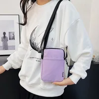 New Fashionable Mini Phone Pouch Square Vertical Tote Bag Simple Shoulder Bag Portable Lightweight Canvas Coin Crossbody Bag - Image 6