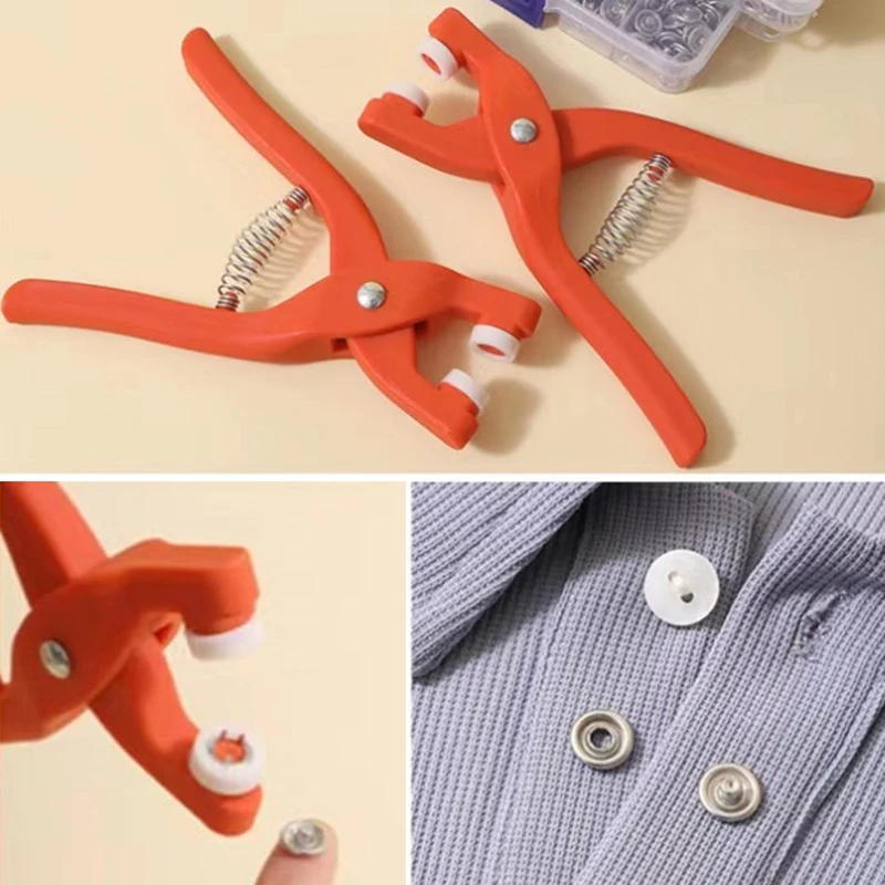 

50Sets 9.5MM Five Jaw Buckle Pliers Set Tool DIY Craft Sewing Hollow Solid Metal Snap Buttons Clothes Installation Accessories