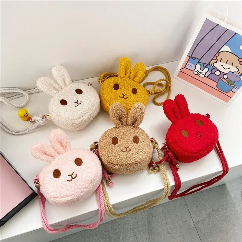 

Cute Little Rabbit Baby Girls Coin Purse Handbags Fashion Kids Small Shoulder Bags Soft Plush Cartoon Children's Crossbody Bag