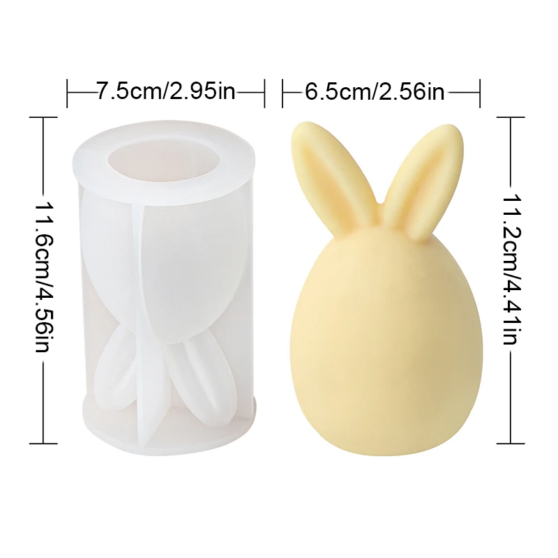 둥근 계란 토끼 캔들용 실리콘 몰드, 3D 토끼 설탕 회전 캔들 몰드, 할로윈 부활절 계란 토끼 아로마 테라피 비누 몰드
