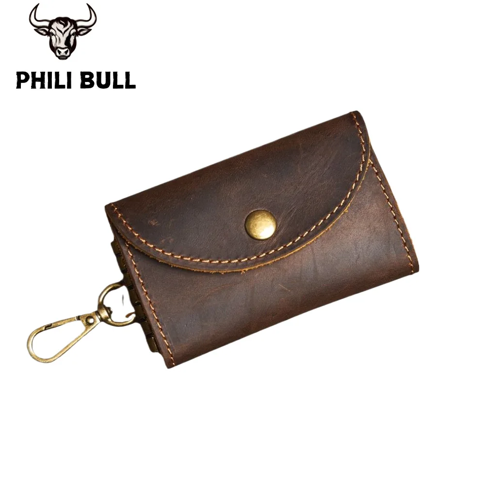 Keybag Keychain Set Leather Cow Pickup Genuine Handmade Vintage Multifunctional