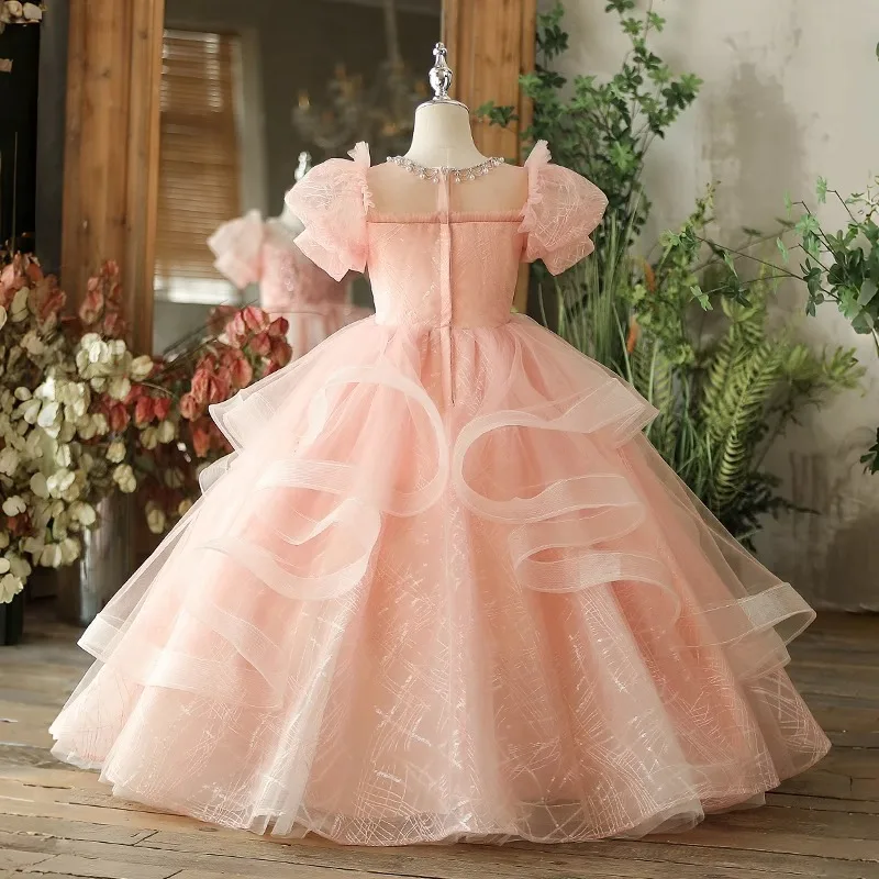 Pink Girls' Dress Luxurious Niche High-End Birthday Princess Puffy Dress  Children's Host Piano Performance Dress - AliExpress 1501