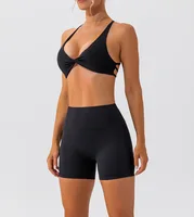 SHINBENE Fitness Padded Front Twist Sports Bras for Women Yoga Crop Tank Top Back Cross Workout Gym Bra - Image 4