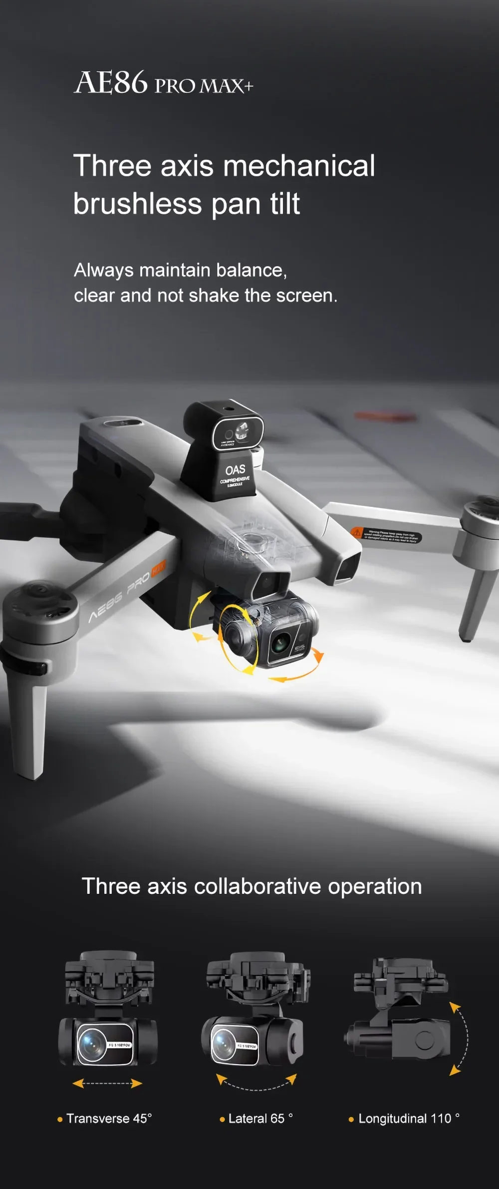 Description Picture 6 of itemAE86 PRO Max Profesional Drone with 8K HD Camera 3-axis gimbal Aerial Photography Obstacle Avoidance FPV GPS Dron RC Quadcopter