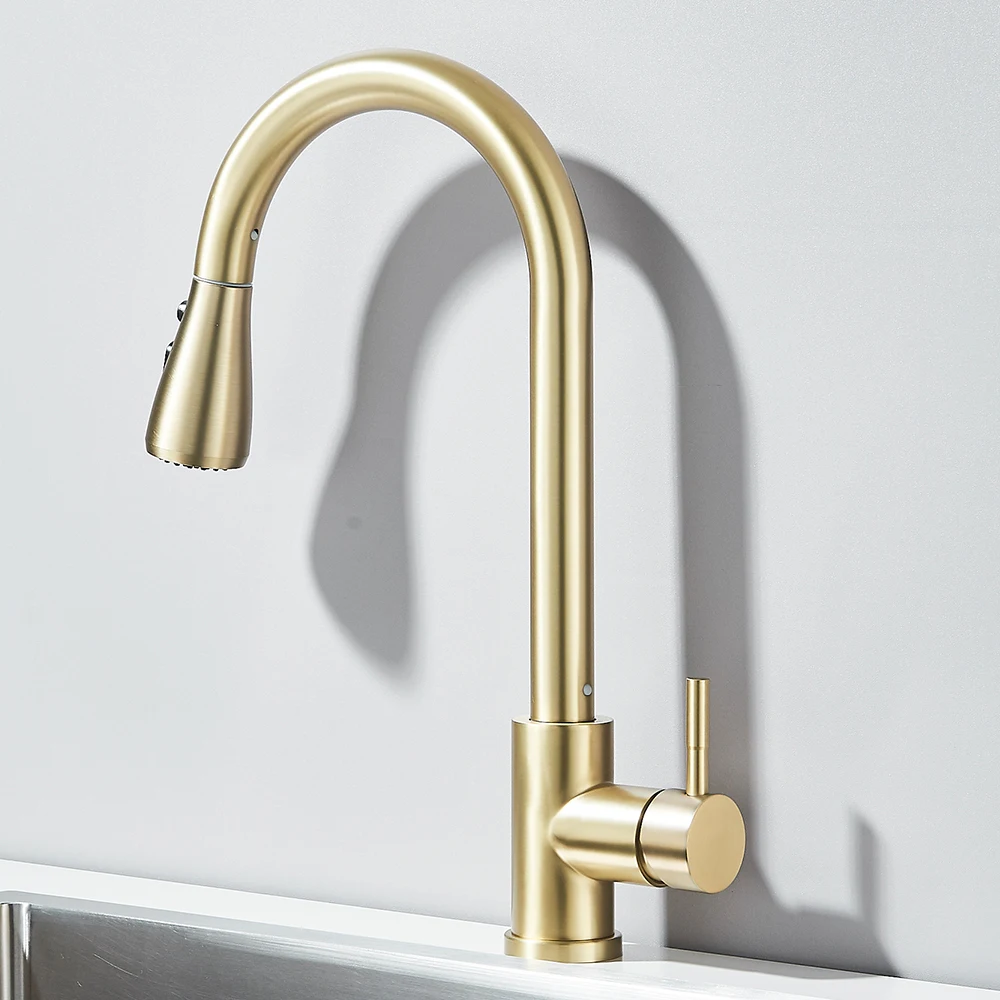 Pull Out Kitchen Faucet 2-way Sprayer Water Tap Single Handle Mixer Tap 360 Rotation Hot Cold Water For Kitchen