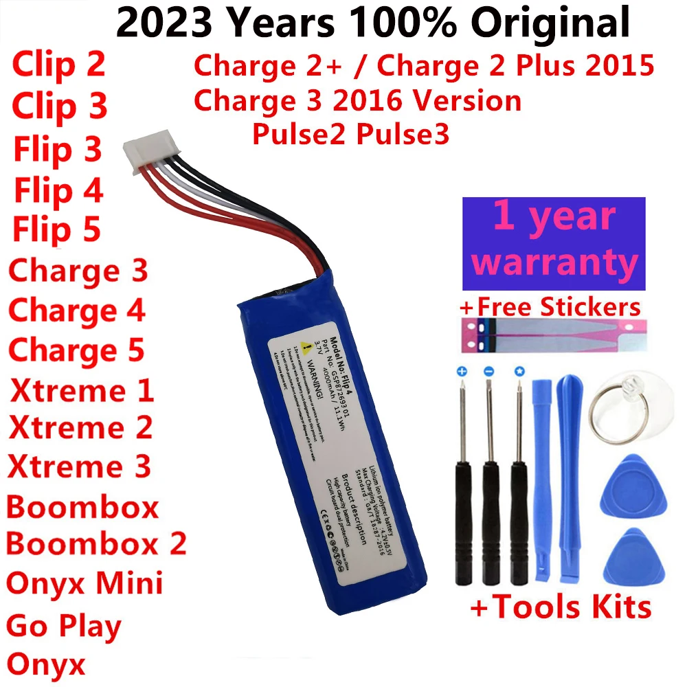 

2023 Original Battery For JBL Charge Flip Pulse Xtreme 2 3 4 5 For Harman Kardon Go Play Onyx Mini Speaker Replacement Battery