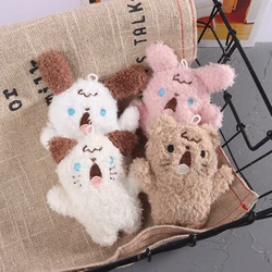 9*10cm Cute Shouting Rabbit Bear Dog Bag Decoration Plush Pendant Keychain Backpack Charms Cartoon Animal Stuff Plush Toys Gifts