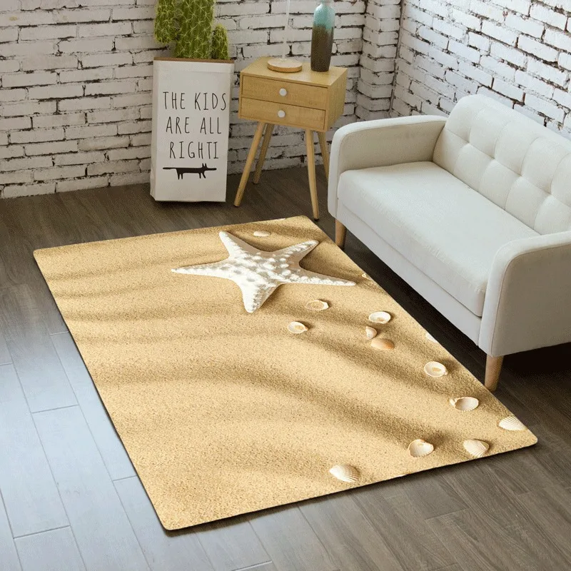 Sea Beach Printed Carpet for Living Room Decoration Non Slip Washable Bedroom Home Floor Mats Cloakroom Lounge Sofa Area Rugs