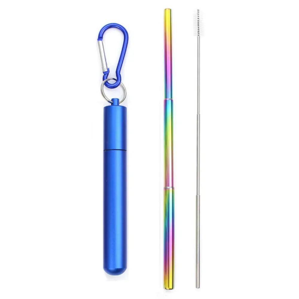 Eco-Conscious Collapsible Stainless Steel Telescopic Drinking Straw with Brush