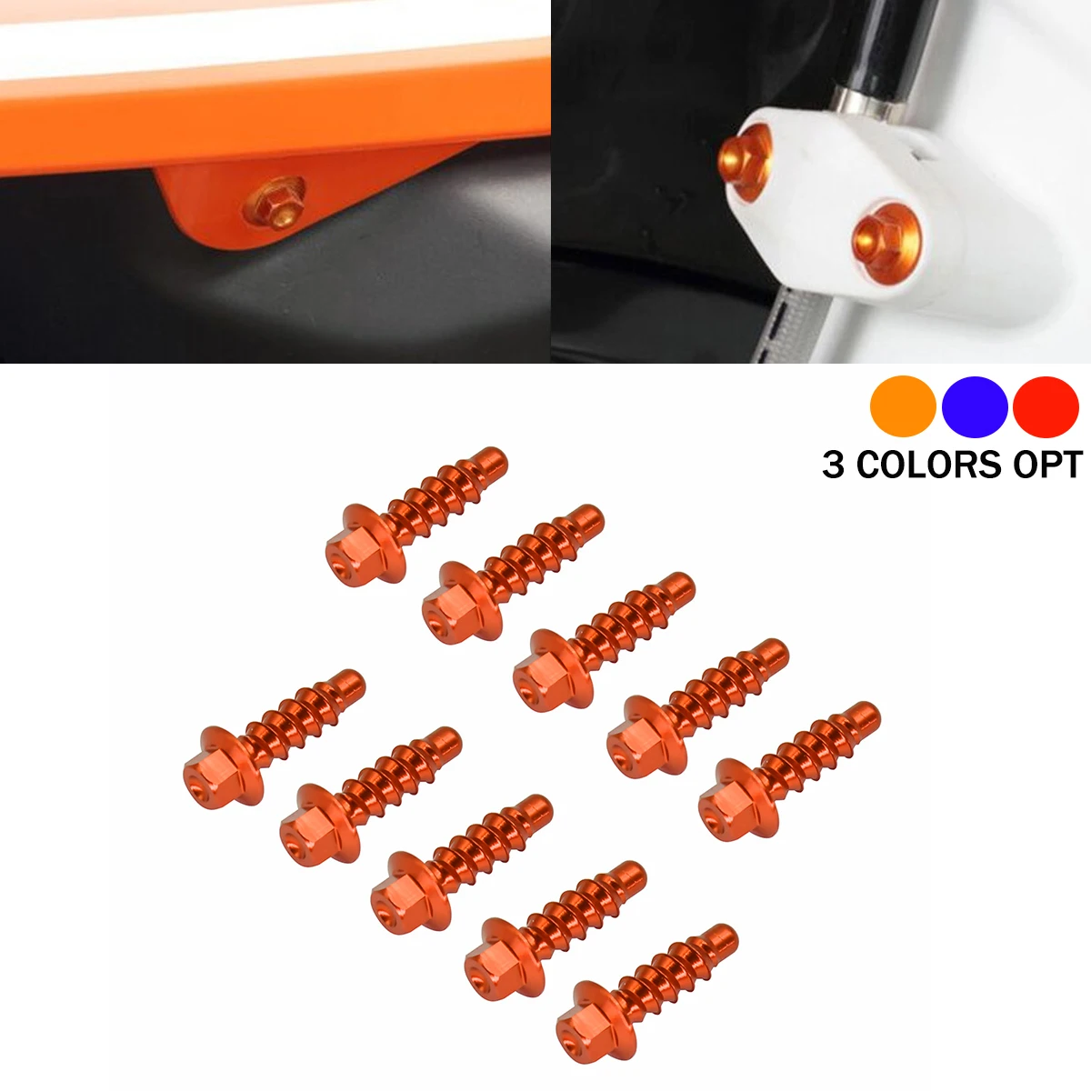 CNC Motorcycle Self-Tapping Screw Bolt Kit - 10 Piece Set, Universal Parts