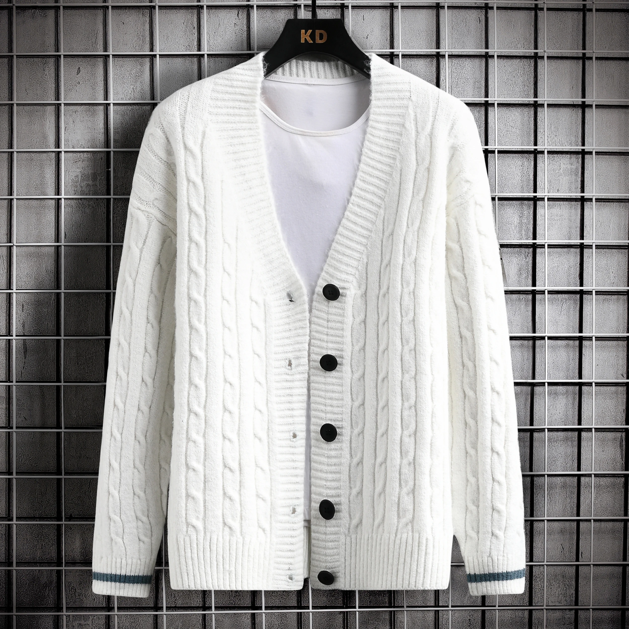 

Autumn Winter Solid Color Cardigan Mens Cashmere Sweater Jackets Mens Top Quality Thick Warm Sweaters Knitwear Male
