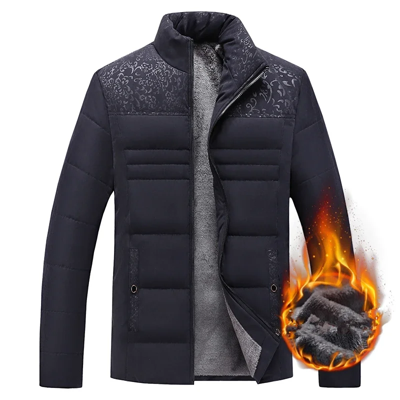 Description Picture 3 of itemJaket Panjang Pria, Parka Tebal Kerah Berdiri Musim Dingin, Mantel Parker Hangat Ritsleting Tebal, Mantel Empuk Untuk Pria
