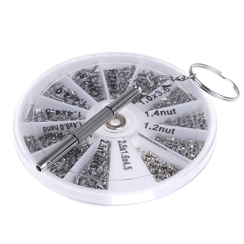 

600Pcs Tiny Screws Nut + Screwdriver Watch Eyeglass Glasses Repair Tool Set New Optical Repair Tool Parts Assorted Kit