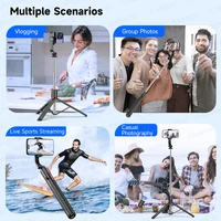 F15 Selfie Stick Tripod with Bluetooth Remote, 6-Section Extendable Pole, 360° Rotation, Fill Light Option, for Phone Vlog - Image 6