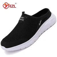 YRZL Mens Mesh Half Sandals Summer Breathable Mens Shoes Outdoor Casual Walking Shoes Large Flat Light Mesh Slippers Sandals
