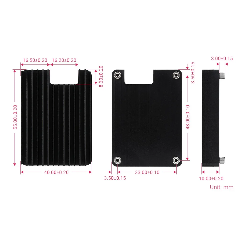 Black Dedicated Aluminum Heatsink for Raspberry Pi Compute Module 4 CM4, with Antenna Notch